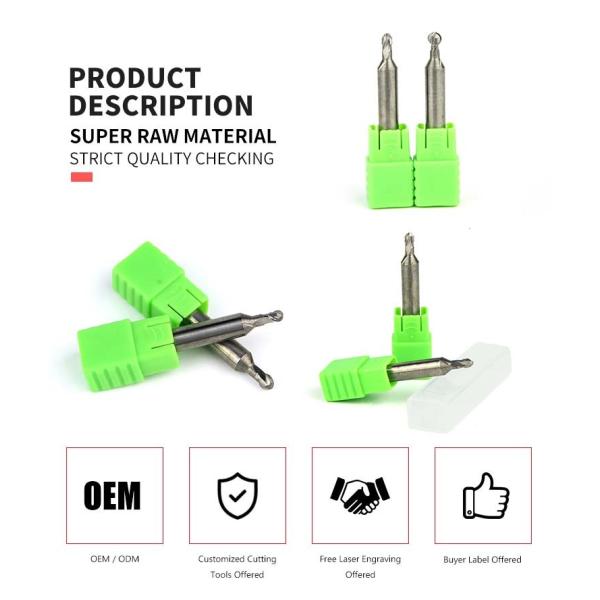 RLD Making Custom End Mill Bit Set Customized Lollipop End Mill Cutter 2 Flute