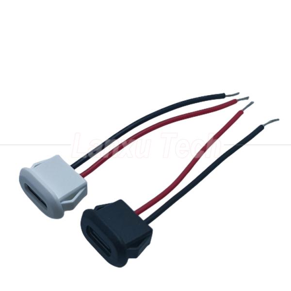 Waterproof USB Type C 2 Pin Female Socket Wire Cable for Lamp Vehicles