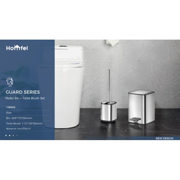 Rectangular Stainless Steel Soft Close Defender Series Waste Bin Trash Can 3/5L Capacity Pedal Operated Anti-Slip Base