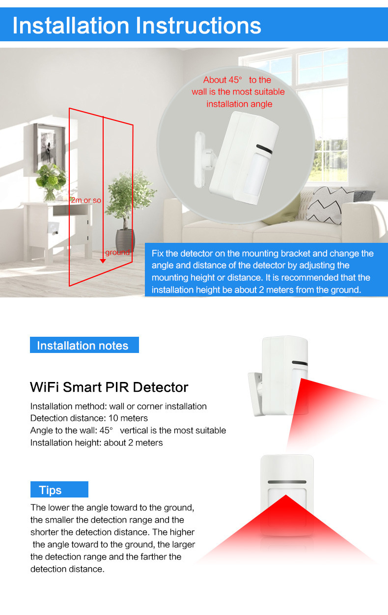 China Supplier Wifi Pir Detector Motion Sensor Work With Google Alexa