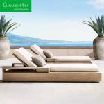 Teakwood Frame Modern Outdoor Sun Lounger with Water-resistant Fabric Cushion