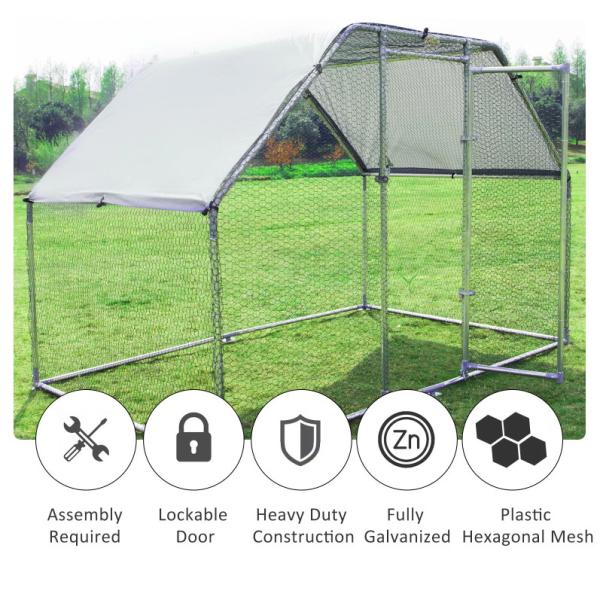 9x6ft Metal Chicken Coop Run For Farm Poultry