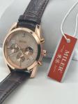 ML A666 Black Leather Quartz Light Watch Gold Band Mens Quartz Wrist Watch