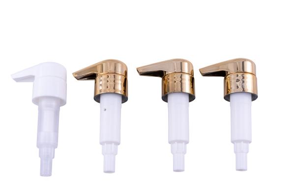 Food Grade 28mm Lotion Pump Head Cover 28/400 Gold Dispenser 8.0cc For Dosage