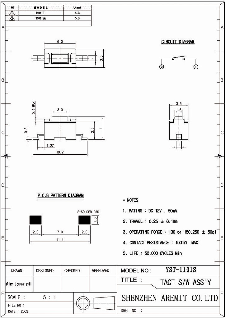 Smt Tact Switch