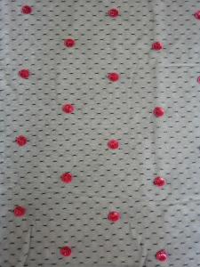 China Black Red Polka Dot Sequin Fabric For Day Dress Garment wholesale