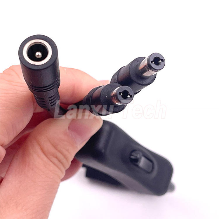 12v Splitter 1 Female to 2 Male DC Plug 5.5x2.1mm on off Switch Cord Cable for LED Lamp Light