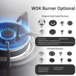 2000W Built In Gas Hob 5 Burners Kitchen Stainless Steel Cooker Gas Stove