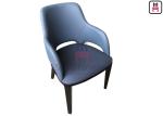Micro Fiber Leather Wood Restaurant Chair Upholstered No Folded With Armrests