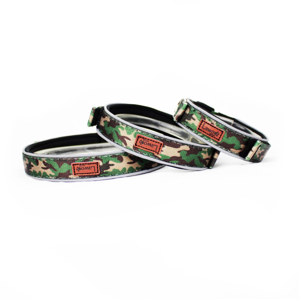 Camouflage Pattern Nylon Material Adjustable Dog Collar With Reflector
