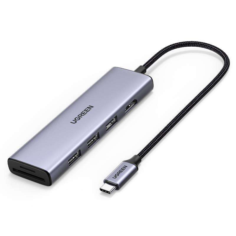 6-in-1USB C to USB Hub 4K@60Hz Adapter with 3 USB 3.0 Ports SD/TF Card Reader Multiport Dongle Type C Adapter