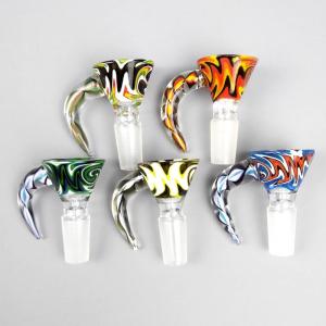 China Thick Glass Bongs Accessories Glass Slides With Handle Bowl Funnel Male Hourglass wholesale