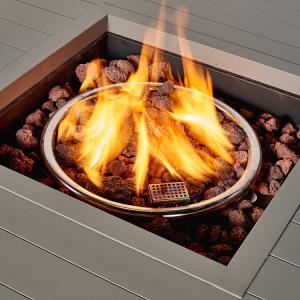 China 42 Inch Rattan Plaiting Rectangle Tabletop Fire Pit CE wholesale