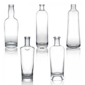 China Super Flint Glass 700ml 750ml Rum Vodka Whisky Tequila Gin Glass Bottle with Lid on sale