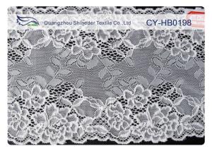 China White Stretchy Cotton Nylon Lace Fabric Trim For Wedding Dress CY-HB0198 wholesale