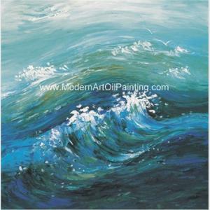 China Contemporary Abstract Handmade Art Painting Sea Wave, Strectched Canvas Wall Art on sale