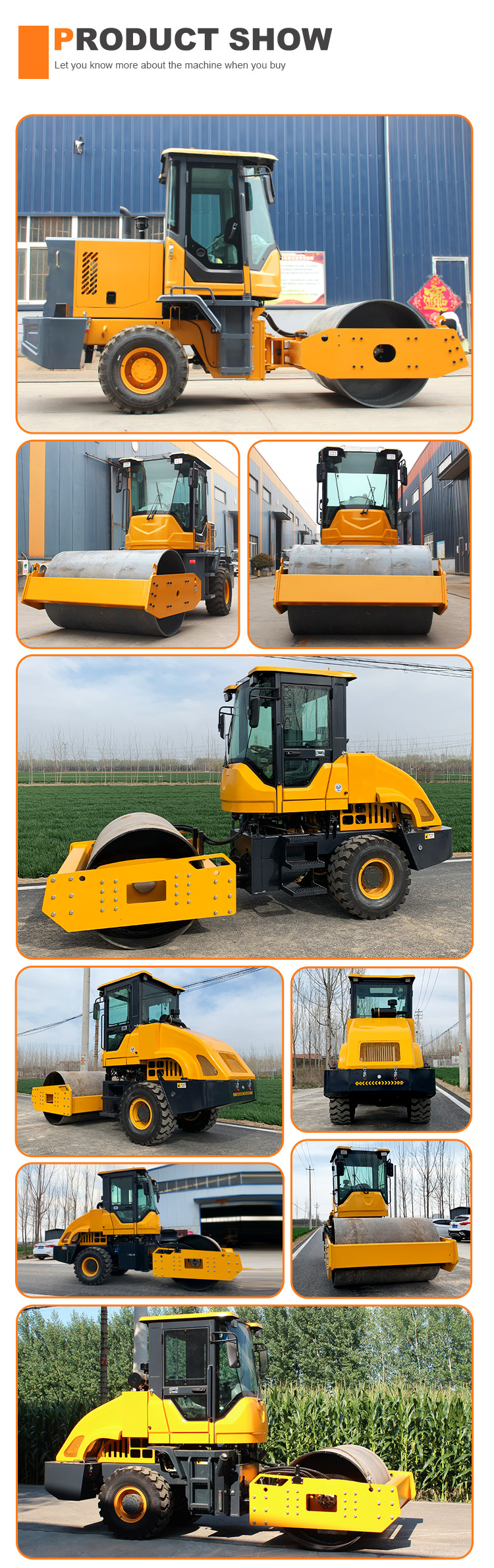 6 Ton Asphalt Compactor HQ-YL6000 Vibratory Road Roller for High Grade Ability 30%