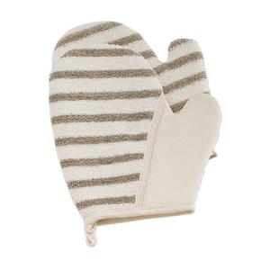 China Stripe Body Scrubber Exfoliating Bath Gloves , Spa Body Scrub Mitts wholesale