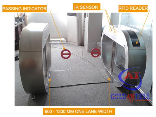 Quality Customized Rfid Reader Swing Gate Turnstile Half Height One Lane 850mm Width for sale
