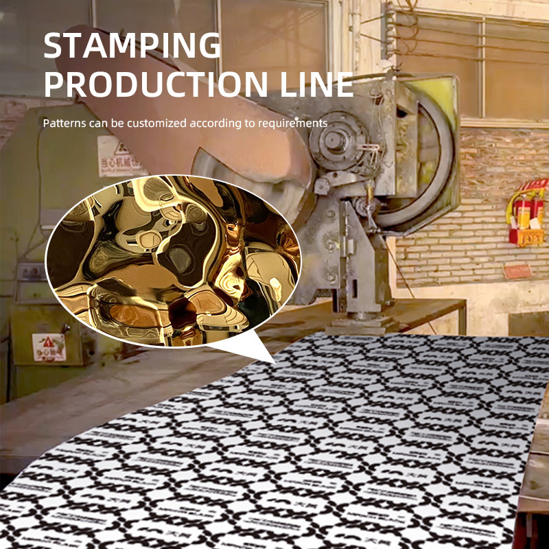 Titanium Gold Mirror Water Ripple Stainless Steel Sheet For Wall Decorative Panels