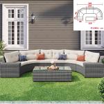 Round Swimming Pool Sofa Unfolded Rattan Sofa Outdoor Black