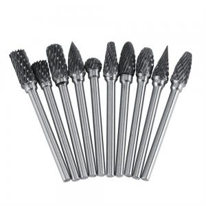 China 10PCS 6X10mm Carbide Rotary Carving Burrs Set for CNC Tool Grinder in 1/4 Shank wholesale