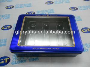 China Rectangular Perfume Tin Box with PVC window 209.5*147*55mmH wholesale
