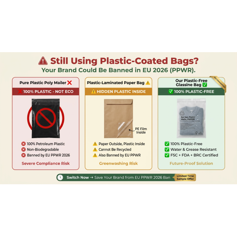 Decomposable Biodegradable Glassine Bag Apparel Packaging Compostable Eco Clothing Pouch Garment for Certified Recyclable Luxury