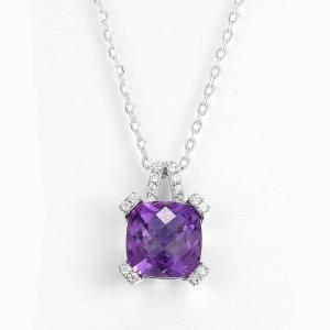 China 10mm 925 Silver Gemstone Pendant Rhodium Plated Purple wholesale