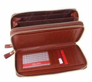 China Custom 2 main zipper compartments leather clutch bag, Leather Briefcases wholesale