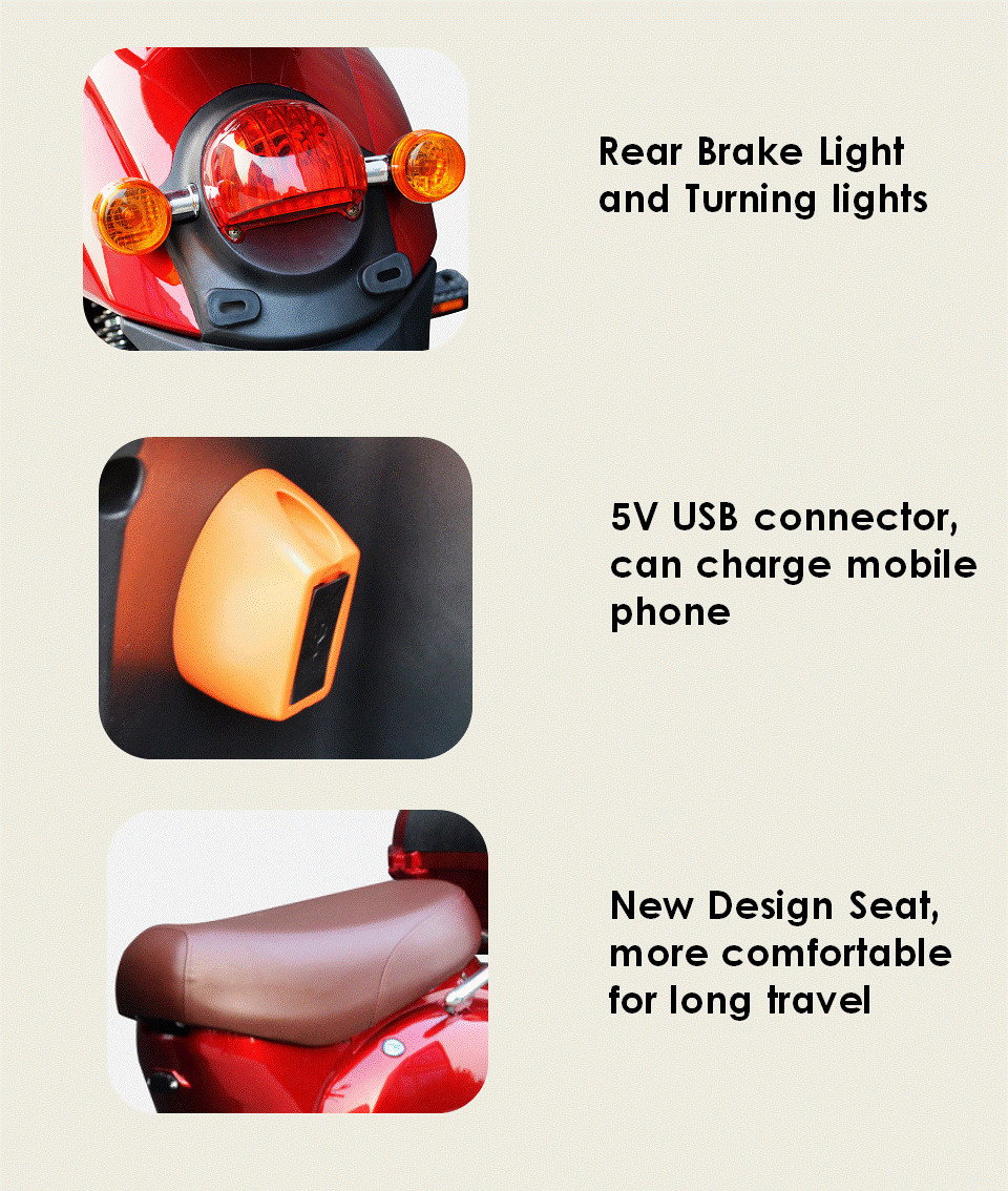 18 Inch Vespa Style Electric Bike Scooter 35km/h 48V 500W Motor