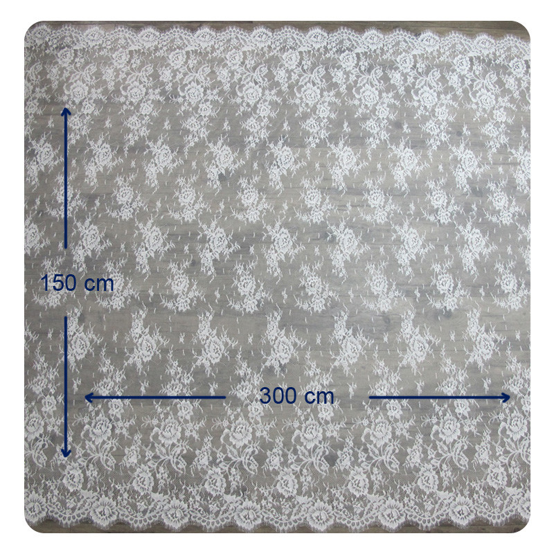 100 Nylon Swiss Voile Chantilly Lace , Customized French Lace Fabric