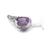 Bridal 925 Silver Gemstone Pendant AAA+ February Birthstone Charms