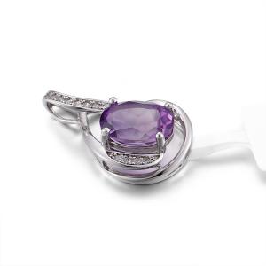 China Bridal 925 Silver Gemstone Pendant AAA+ February Birthstone Charms wholesale