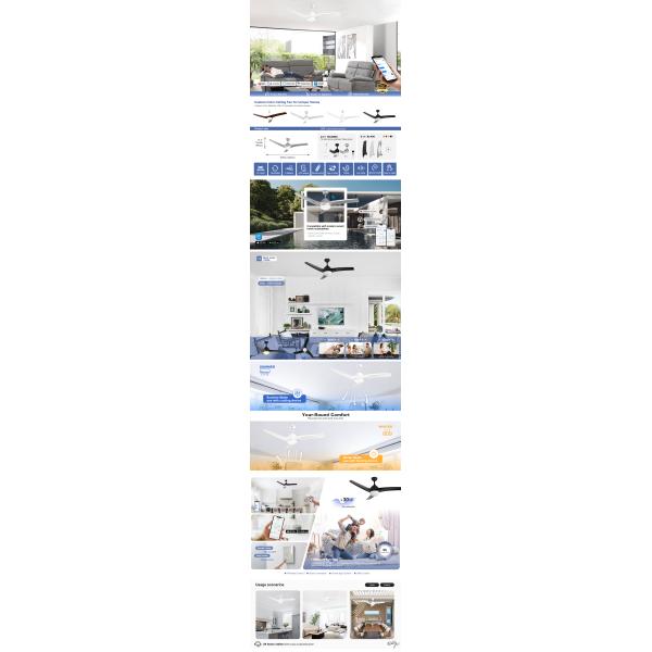 230V 50HZ Remote Control Ceiling Fan With Led Color Changing Light