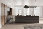 T Shaped Classic Wood Kitchen Cabinets Tailored Kitchen Set With Dining Bar