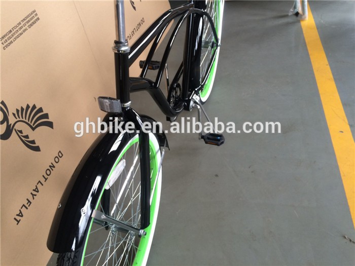 Green Aluminum Alloy Rim 26inch Cruiser Bike with Steel Fork Material and Green Color