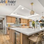 Modern Kitchen Design 2023 Wood Island With Glass Top And Plywood Carcase