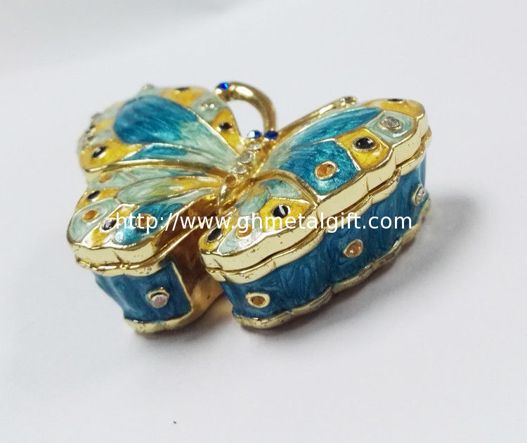 Alloy jewelry metal box butterfly trinket box for promotion gift