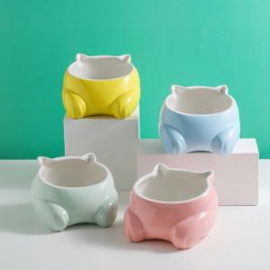 China Candy Colored Tableware Pet Ceramic Bowl Non Toxic 15deg Tilt Angle Ceramic Dog Bowls wholesale