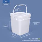 5 Gallon Polypropylene Transparent Plastic Bucket For Food Drinks Storage
