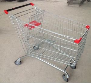 China 210L Wire Grocery Basket Anti - Rust Steel 4 Wheel Shopping Trolley With Castors wholesale