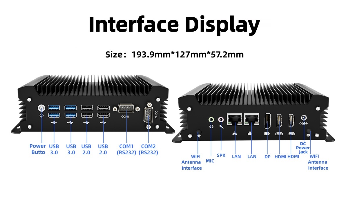 Intel Core U5 135U Processor Fanless Industrial Mini PC With 2 LAN Ports 2 RS232 COM Ports 8 USB 2 HD-MI and 1 DP Interfaces