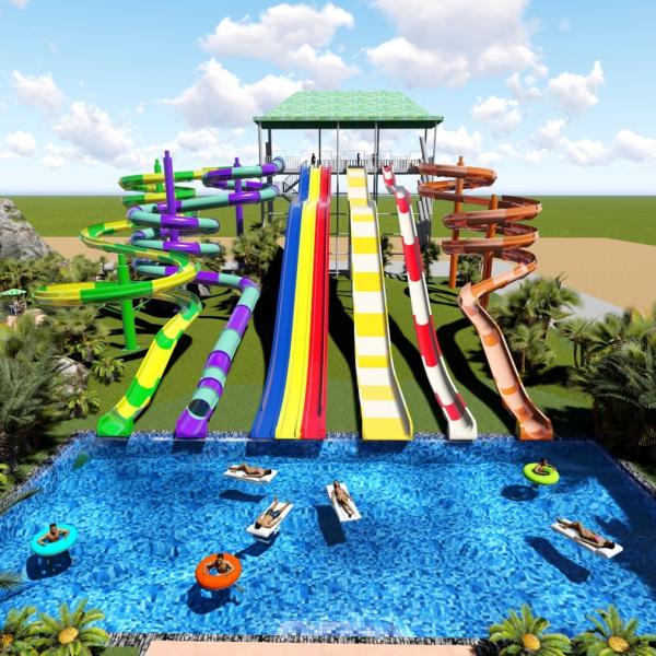 Family Friendly Adults Big Water Park Slide For Amusement Park 50-100 Meters