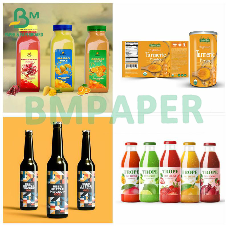 White Wet Strength Paper Waterproof Bleached Beer Bottle Labels Paper 70g 80g 90g