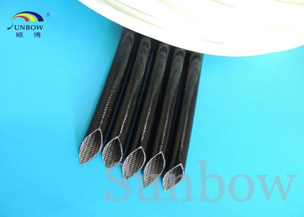 Quality 4.0KV 10mm Black Resin Silicone Coated Fiberglass Sleeve For Wire Insulation for sale