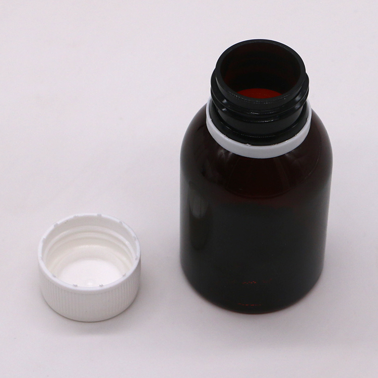 80ML PET Maple Cough Syrup Oral Liquid Bottle with Screen Printing and Safety Cap