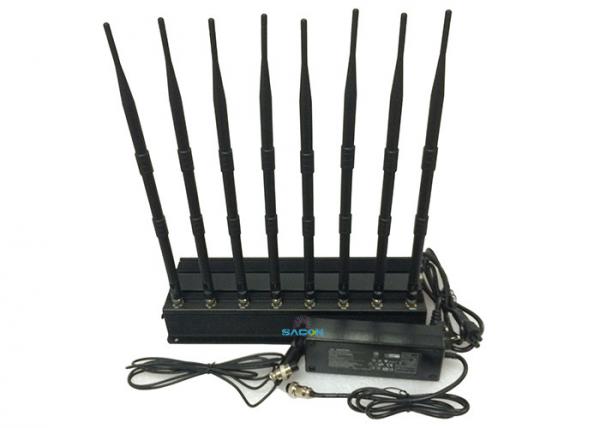 Quality High Power Cell Phone Signal Jammer , Cell Phone Blocker Jammer Eight Antennas for sale