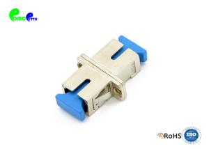 China SC SM UPC Simplex Metal Fiber Optic Adapter With Flange Blue Color Dust Cap wholesale