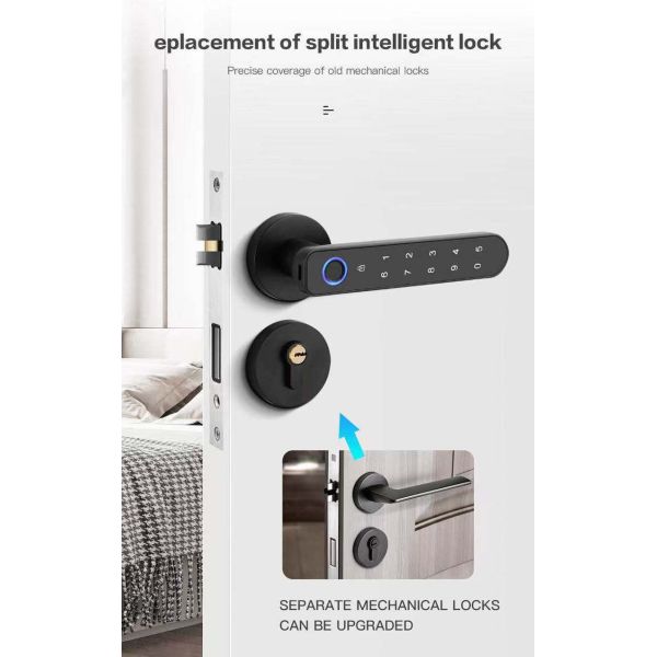Durable Sturdy Smart Handle Door Lock FCC Fingerprint Recognition Lock